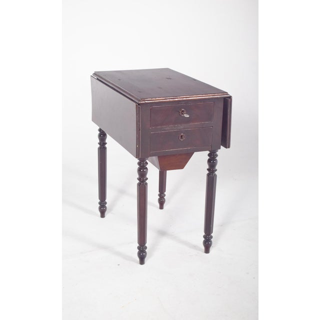 English Rectangular Drop Leaf Side Table, 1890s For Sale - Image 4 of 11