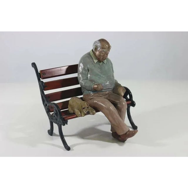Man and his best friend-what is a more poignant scene! A 20th century bit of whimsy in a charming mixed media sculpture...