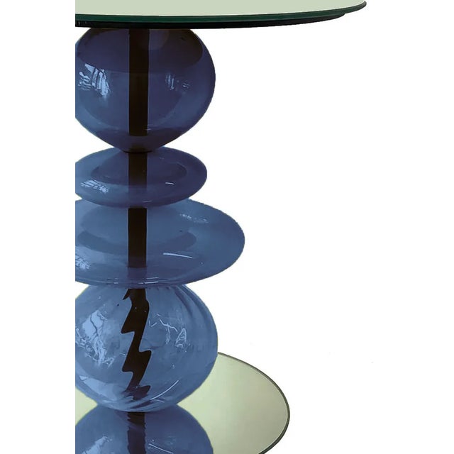 Modern Abacus Glass Accent Table by the Drawing Room Atl in Finish Macaw - Size: Standard - Modern Side Table in Colorful Blue Glass For Sale - Image 3 of 4