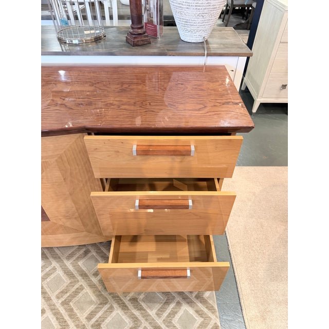 Brown Italian Mid Century Modern Art Deco Credenza in Figured Wood Veneers For Sale - Image 8 of 12