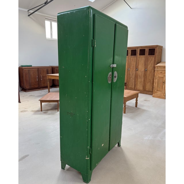 Industrial Vintage Green Metal Cabinet, 1950s For Sale - Image 3 of 14