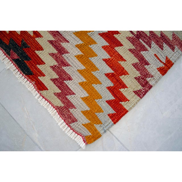 Turkish Hand Made Barak Kilim Area Rug Diamond Design - 5′10″ × 9′6″ For Sale - Image 9 of 14