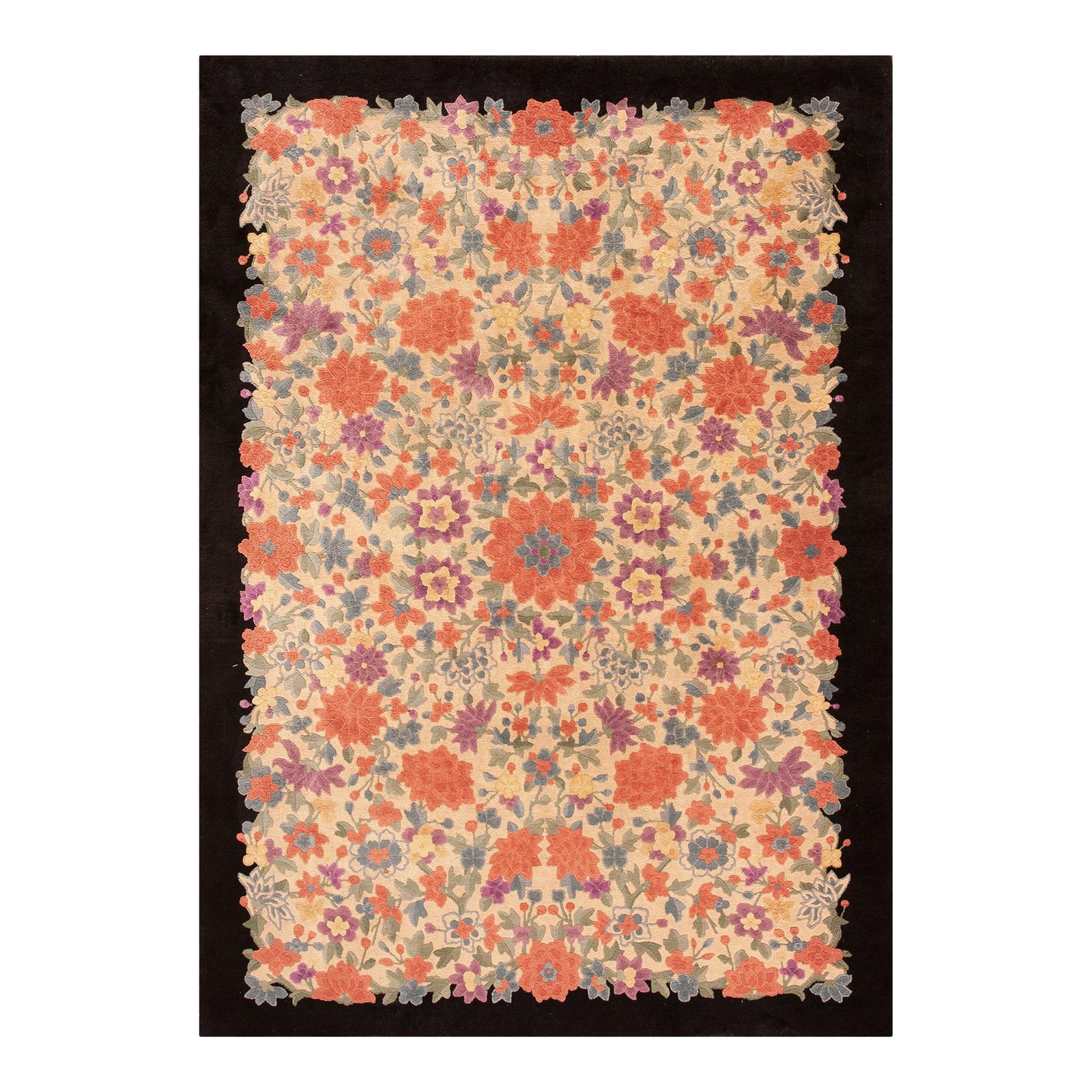 1920s Colorful Coral Purple Blue Green Chinese Art Deco Carpet by Fette ...