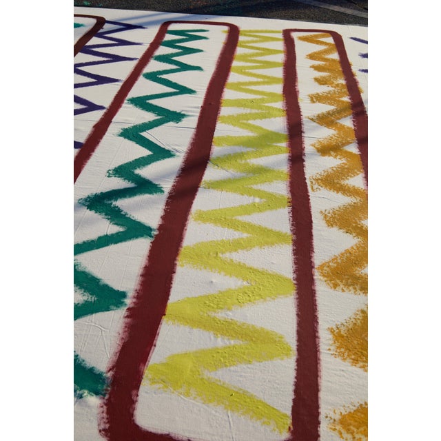 Textile "Zig Zag Sketch" Large Abstract Painting by Simon Findlay For Sale - Image 7 of 18