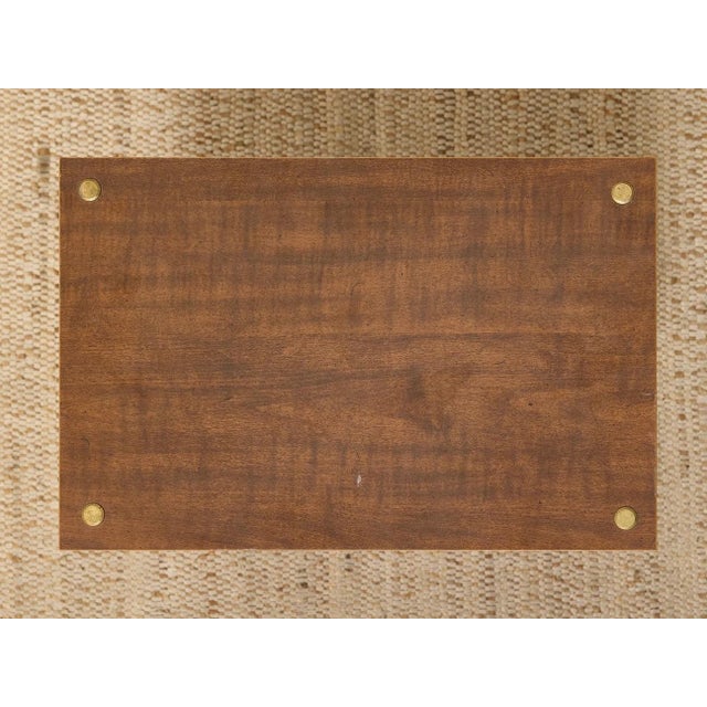 Mid-Century Modern Vintage Mid-Century Modern Wood Side Table With Brass Corner Accents For Sale - Image 3 of 8