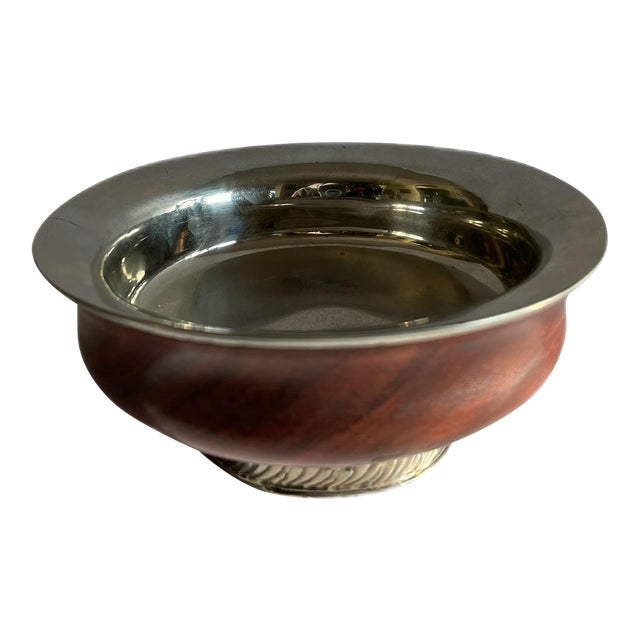 Tibetan Burl Wood and Silver-Lined Libation Bowl For Sale
