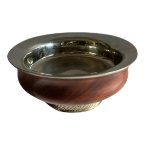 Tibetan Burl Wood and Silver-Lined Libation Bowl
