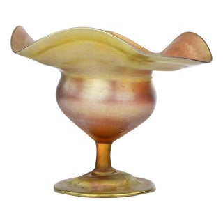 Favrile Glass Compote in Art Glass by Tiffany Studios, Italy, 1910s For Sale