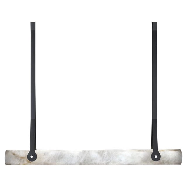 Zeus Black Leather Pendant Lamp by Alabastro Italiano For Sale