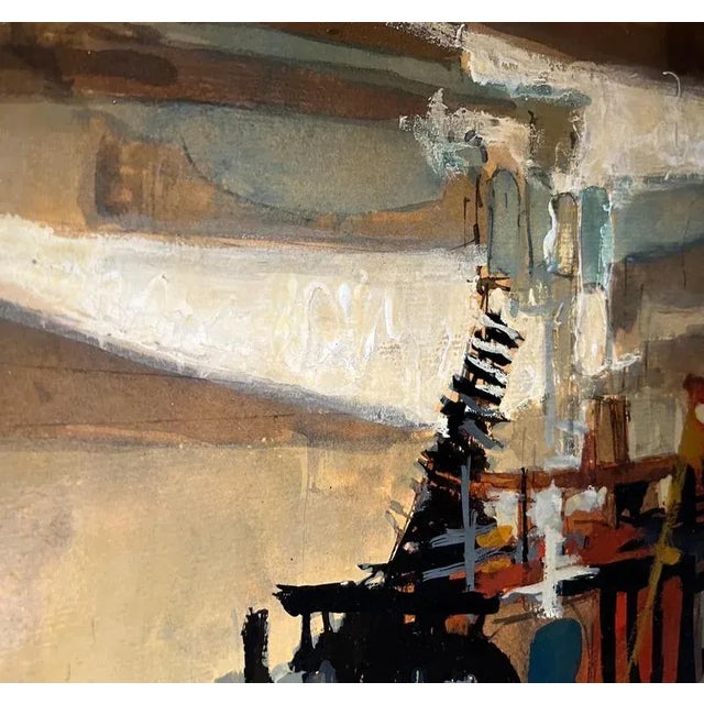 Paul Delapoterie, Construction Site Landscape, 1960s, Oil on Wood, Framed For Sale - Image 6 of 12