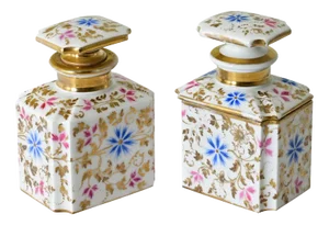 French 19th Century Hand-Painted Porcelain Containers - A Pair