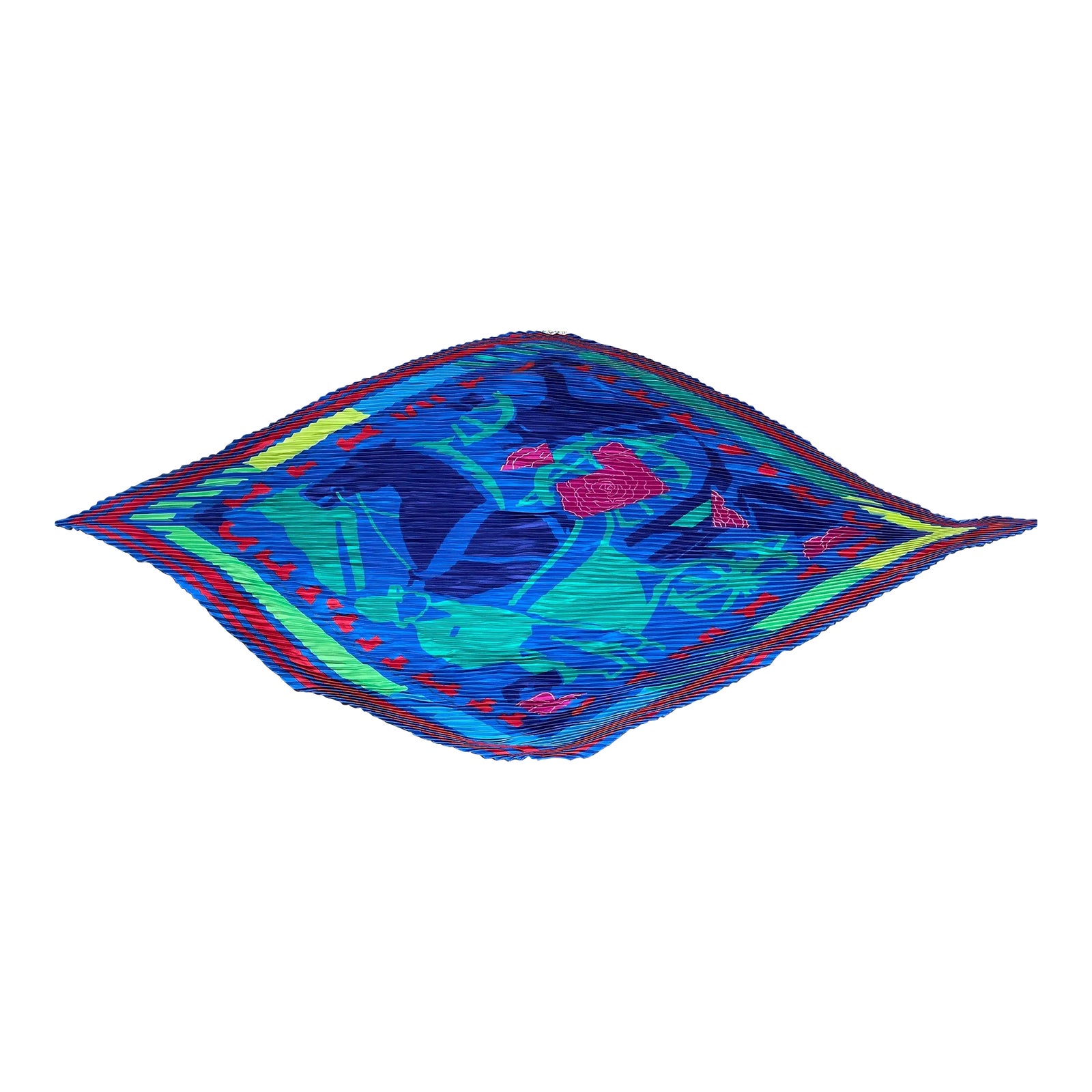 HERMES スカーフ　　PUZZLE Vintage Hermes Puzzle II Silk Pleated Scarf With Original Round