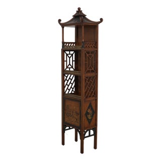 Chinoiserie Decorated Pagoda Chinese Chippendale Curio Shelf For Sale