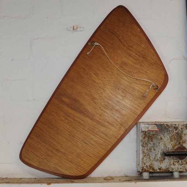 Vintage Teak Asymmetric Rectangular Wall Mirror, 1960s For Sale - Image 4 of 6