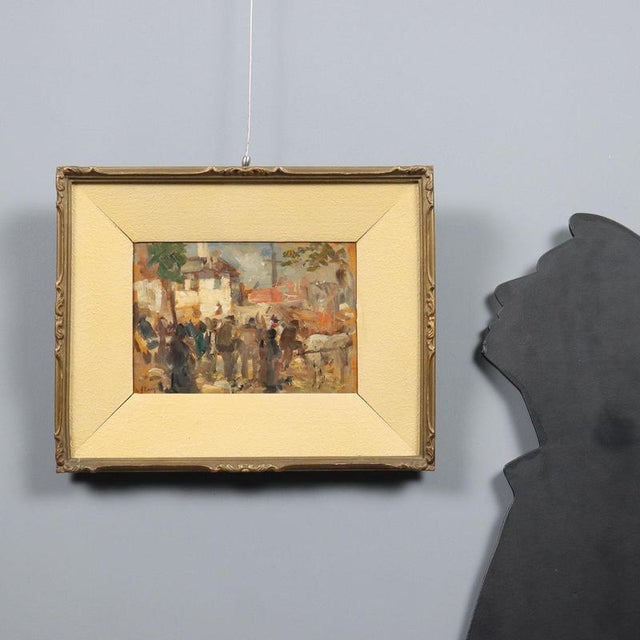 Oil on cardboard. Signed lower left. On the back, a further signature, title, date, and the words "Esposto Galleria Geri"...