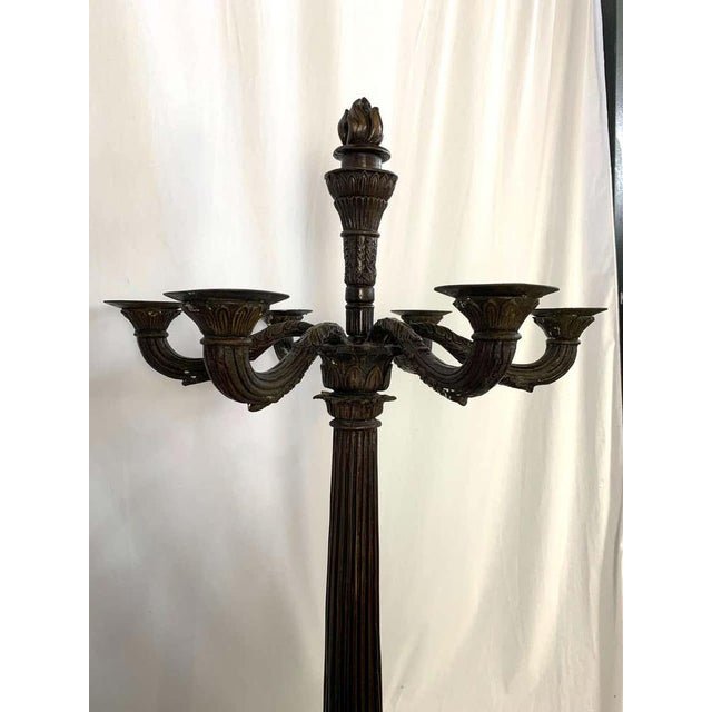 Traditional Empire Bronze Candelabras, France, Set of 2 For Sale - Image 3 of 9