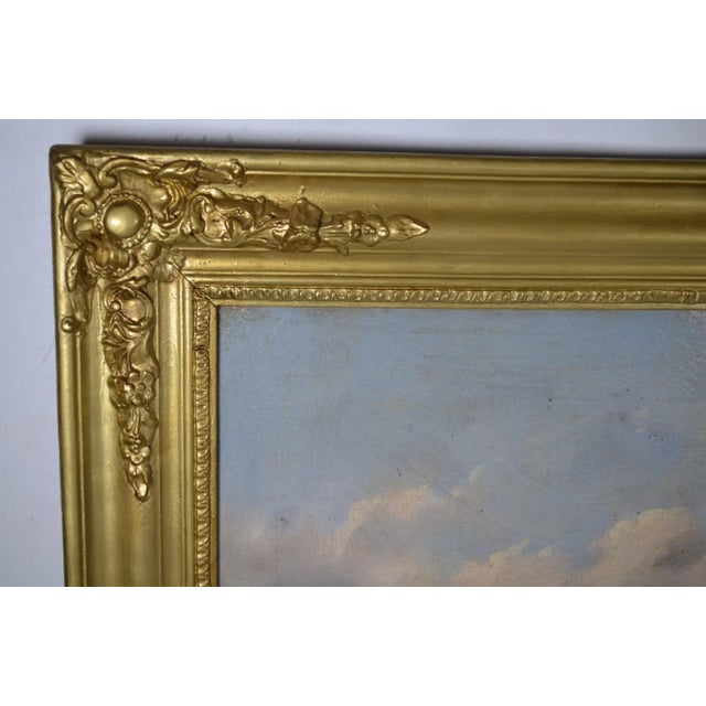 Early 19th Century Early 19th Century Northern European School "The Storm Arrives at the Port” Oil Painting on Canvas For Sale - Image 5 of 12