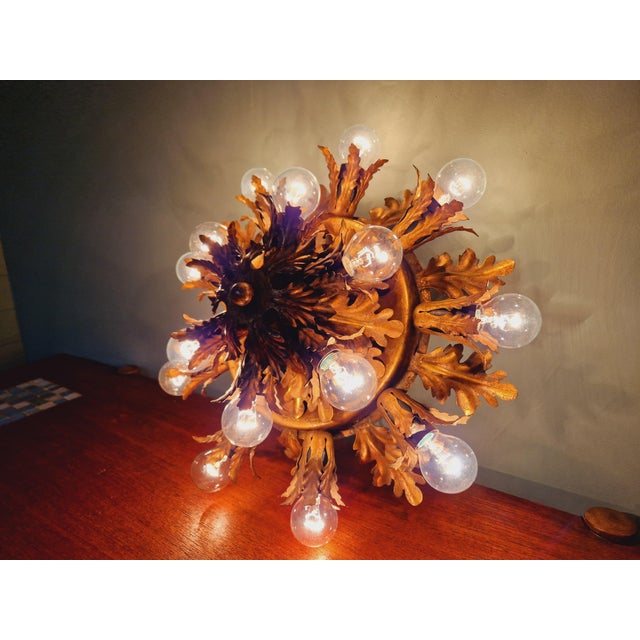 Large Gold Metal Ceiling Light from Banci Firenze, Italy, 1960s For Sale - Image 9 of 16