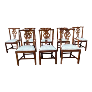 Late 20th Century Lexington Furniture Chippendale Style Cherry Dining Chairs- Set of 8