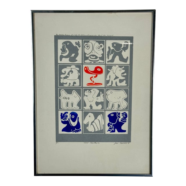 Jean Sariano Signed, Numbered & Dedicated Artist Proof Relief Print Artwork Depicting 12 Whimsical Characters For Sale