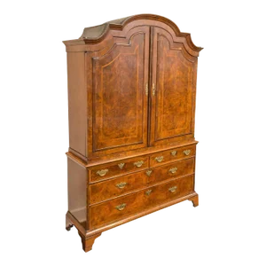 Early 18th Century George I Burl Walnut & Satinwood Bureau Bookcase