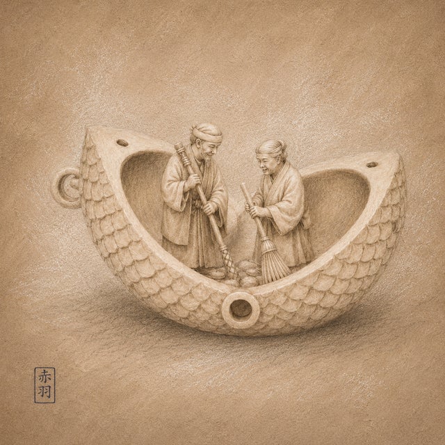 Japanese Edo Netsuke Archive Tadelakt Texture 8 by 8 Square Gallery Board Prints Set of 6 For Sale - Image 11 of 17