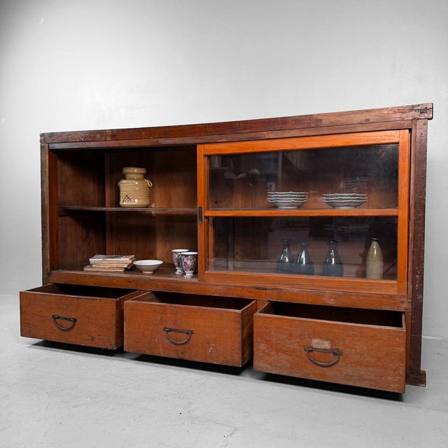 Antique Japanese Shop Counter with Glass Display and Drawers, 1920s For Sale - Image 15 of 18