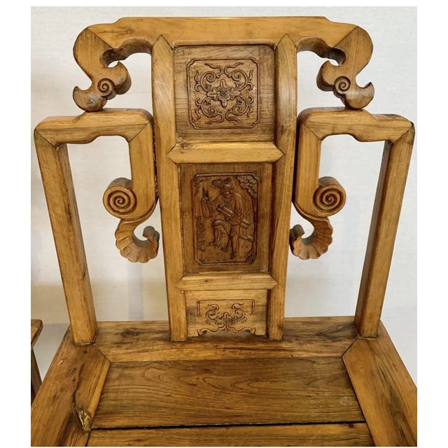 Early 19th Century Antique 19th Century Carved Chinese Scholar's Chairs—A Pair For Sale - Image 5 of 13