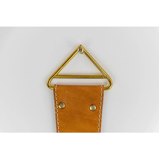 1950s Wall Mirror with Leather, 1950s For Sale - Image 5 of 11