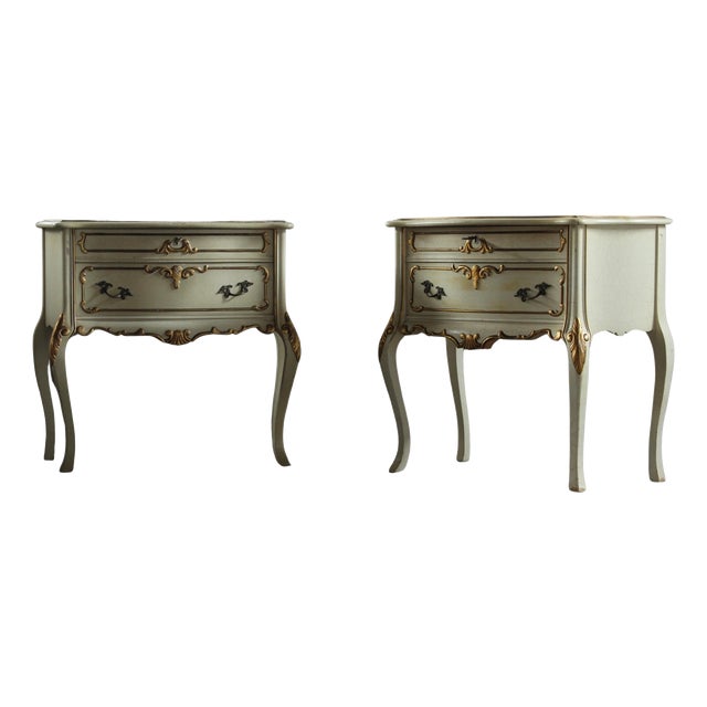 Vintage Venetian Baroque Nightstands in Painted Wood, 1890s, Set of 2 For Sale
