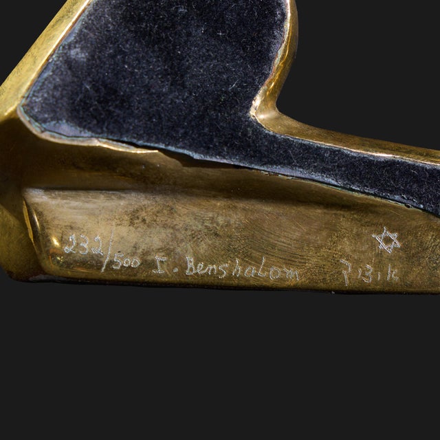 Bronze Itzik Benshalom Israeli Gilt Bronze Seated Couple Sculpture For Sale - Image 8 of 8