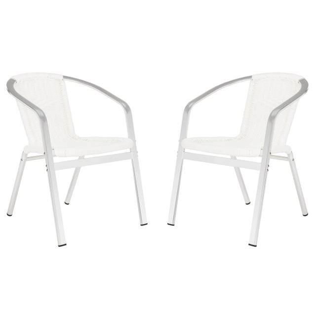 Indoor-Outdoor Stacking Armchair in White - a Pair For Sale - Image 9 of 9