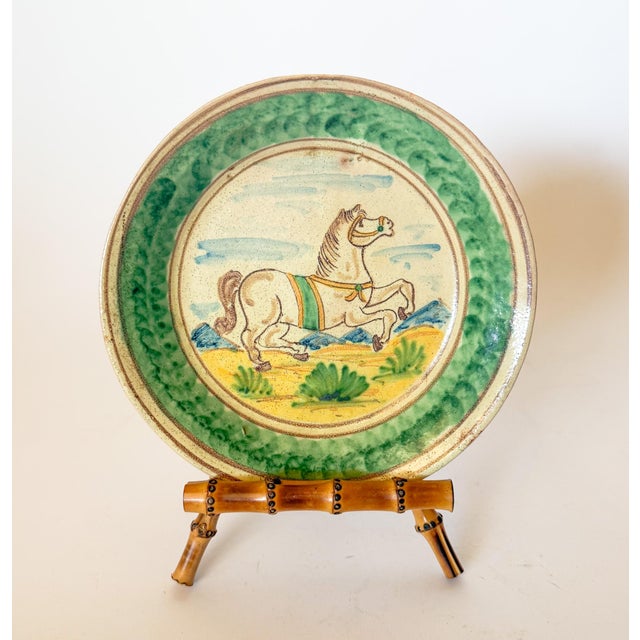 Fantastic vintage Giacomo Alessi signed horse plate, from Caltagirone, Sicily. Painted in the signature style of Alessi...