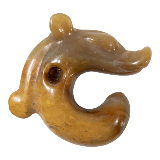 20th Century Chinese Carved Carnelian Agate or Jade Pig Dragon Pendant, Hongshan Style For Sale