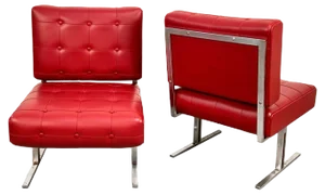 Set of Red Faux Leather & Steel Armchairs by Hausmann for de Sede, 1950s