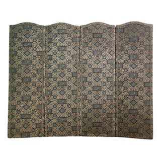 Fabric Screen with Scenery and Flower Patterns For Sale