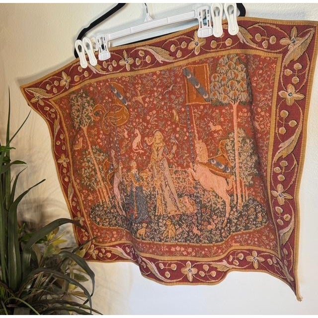 French Goblus Millefleurs Tapestry — “Lady & Unicorn” Inspired Textile, France For Sale - Image 15 of 16