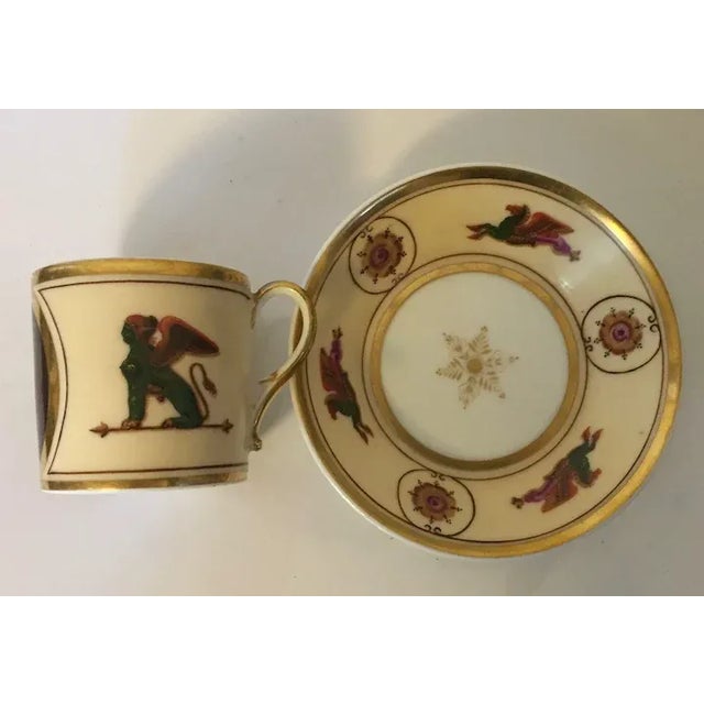 Early 19th Century Antique Early 19th Century French Empire Porcelain La Courtille Tea Cup & Saucer - A Pair For Sale - Image 5 of 13