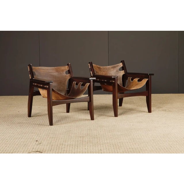 Sergio Rodrigues Sergio Rodrigues 'Kilin' Lounge Chairs in Rosewood & Leather, Oca, Brazil 1970s For Sale - Image 4 of 18