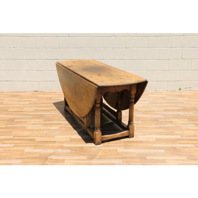 Country French Tiger Oak Drop-Leaf Gateleg Dining Table, Rustic Farmhouse Oak Table, Circa 1950s For Sale - Image 15 of 18