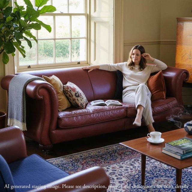 2000 - 2009 Large Vintage Derwent Leather Scroll-Arm Sofas, 2000, Set of 2 For Sale - Image 5 of 11
