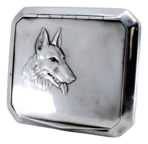 Silver Snuffbox with Embossed Dog Figure and Interior
