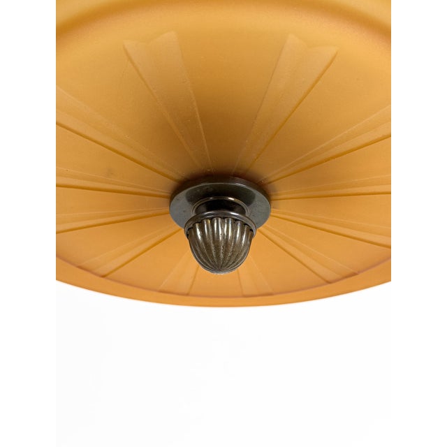 Orange Swedish Grace Ceiling Lamp in Havana Glass by Chr. Bergh & Co., 1930s For Sale - Image 8 of 16