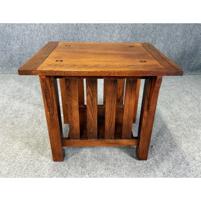 Late 20th Century Oak Mission Style Side Table For Sale In Raleigh - Image 6 of 11