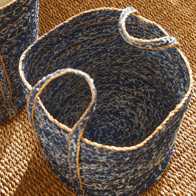 Denim Round Baskets, Set Of 3 For Sale - Image 10 of 11