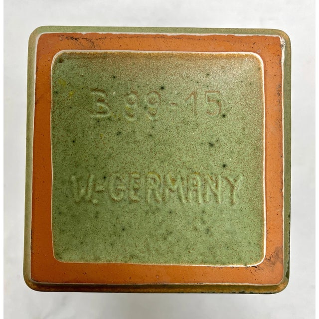 Ceramic Rectangular Fat Lava Vase with Decor, West Germany, 1960s For Sale - Image 7 of 8