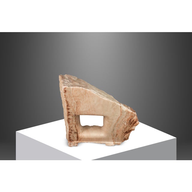 Stone One of One Abstract Organic Modern "Window" Sculpture Carved in Solid Pink Alabaster Attributed to Mark Leblanc for Leblanc Studios, Usa, C. 2020s For Sale - Image 7 of 12