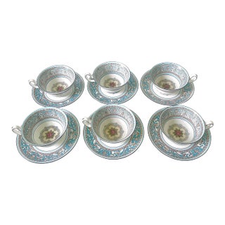 Vintage Wedgewood Florentine Pattern Tea/Coffee Cups and Saucers. For Sale