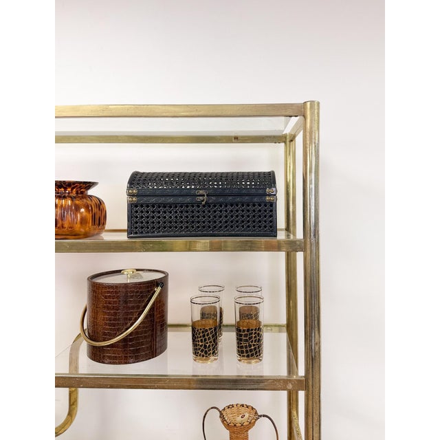 Vintage Milo Baughman Style Brass Tone Etagere Shelf Vintage Hollywood Regency For Sale - Image 11 of 17