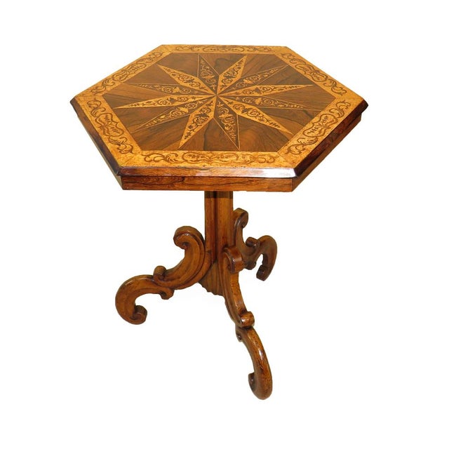 Mid-19th Century Hexagonal Specimen Woods Occasional Table, 1850 For Sale - Image 4 of 8